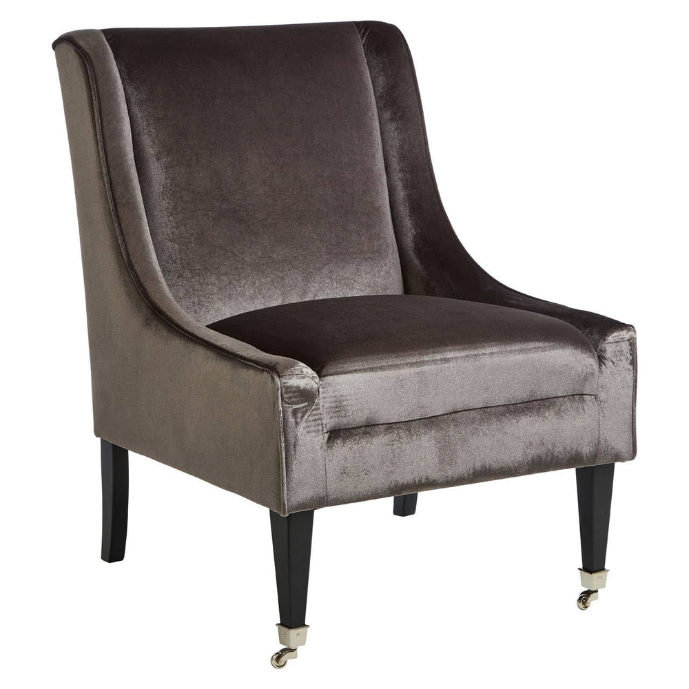 Luxe Grey Velvet Accent Chair