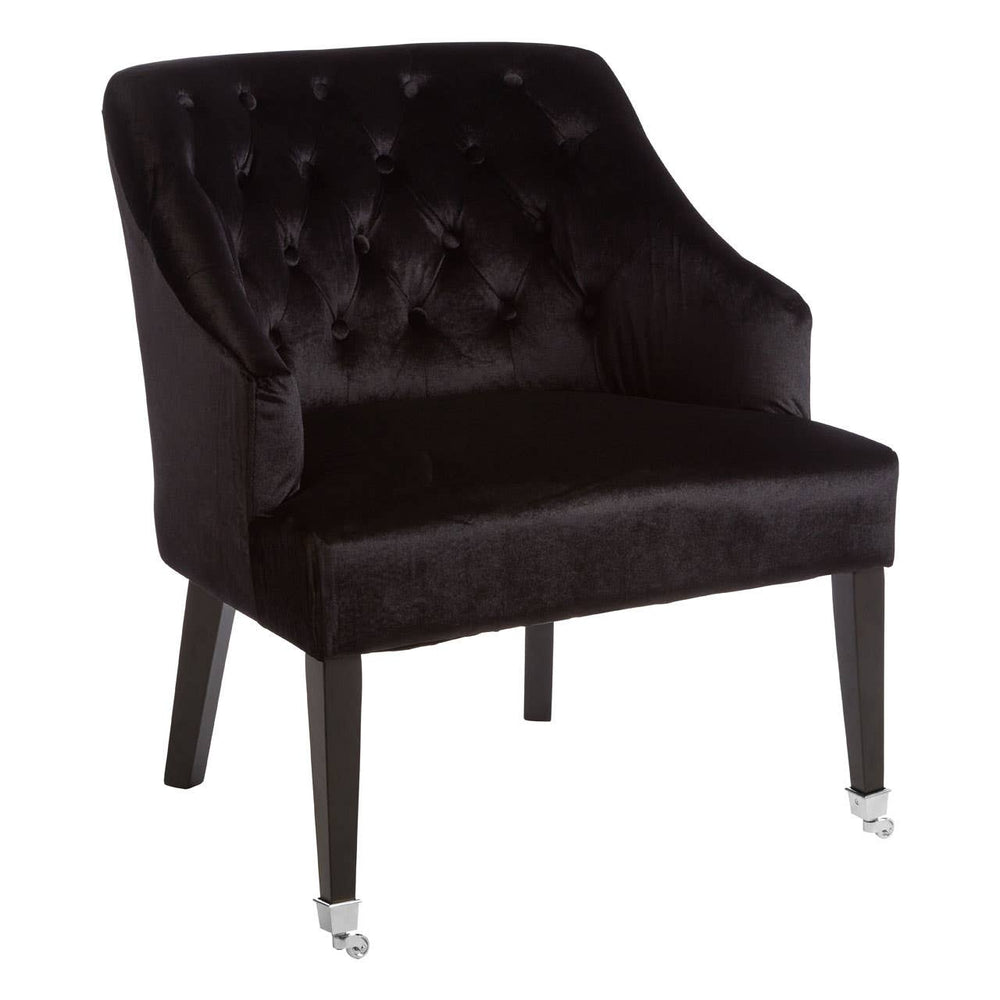 Luxe Black Velvet Accent Chair