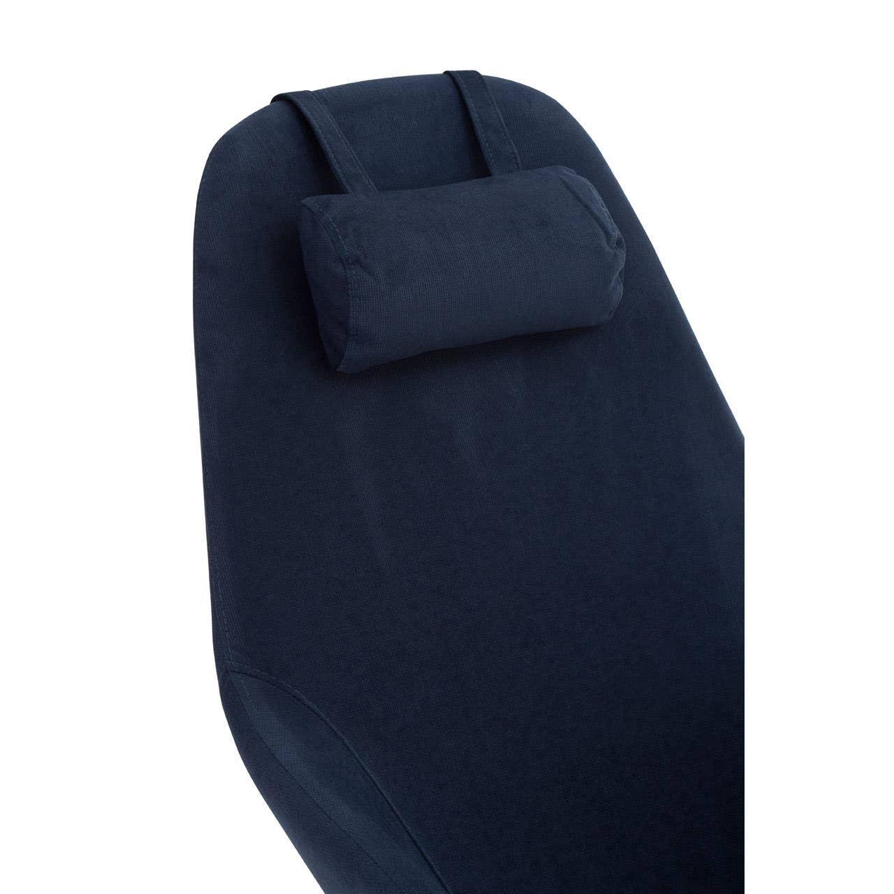 Navy fabric recliner chair with adjustable headrest cushion