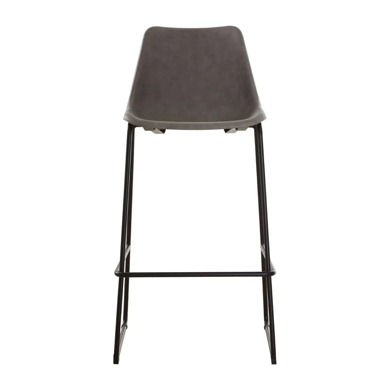 Grey bar stool with metal legs front view