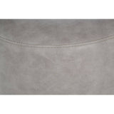 Ash grey faux leather pouffe with a smooth, textured surface and rounded edges, designed for versatile home decor use