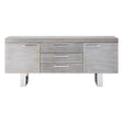 Grey Elm Wood Sideboard - Luxe Storage Solution with Stainless Steel Accents