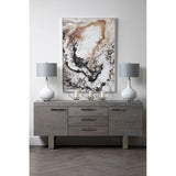 Grey Elm Wood Sideboard - Luxe Storage Solution with Stainless Steel Accents