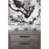 Grey Elm Wood Sideboard - Luxe Storage Solution with Stainless Steel Accents