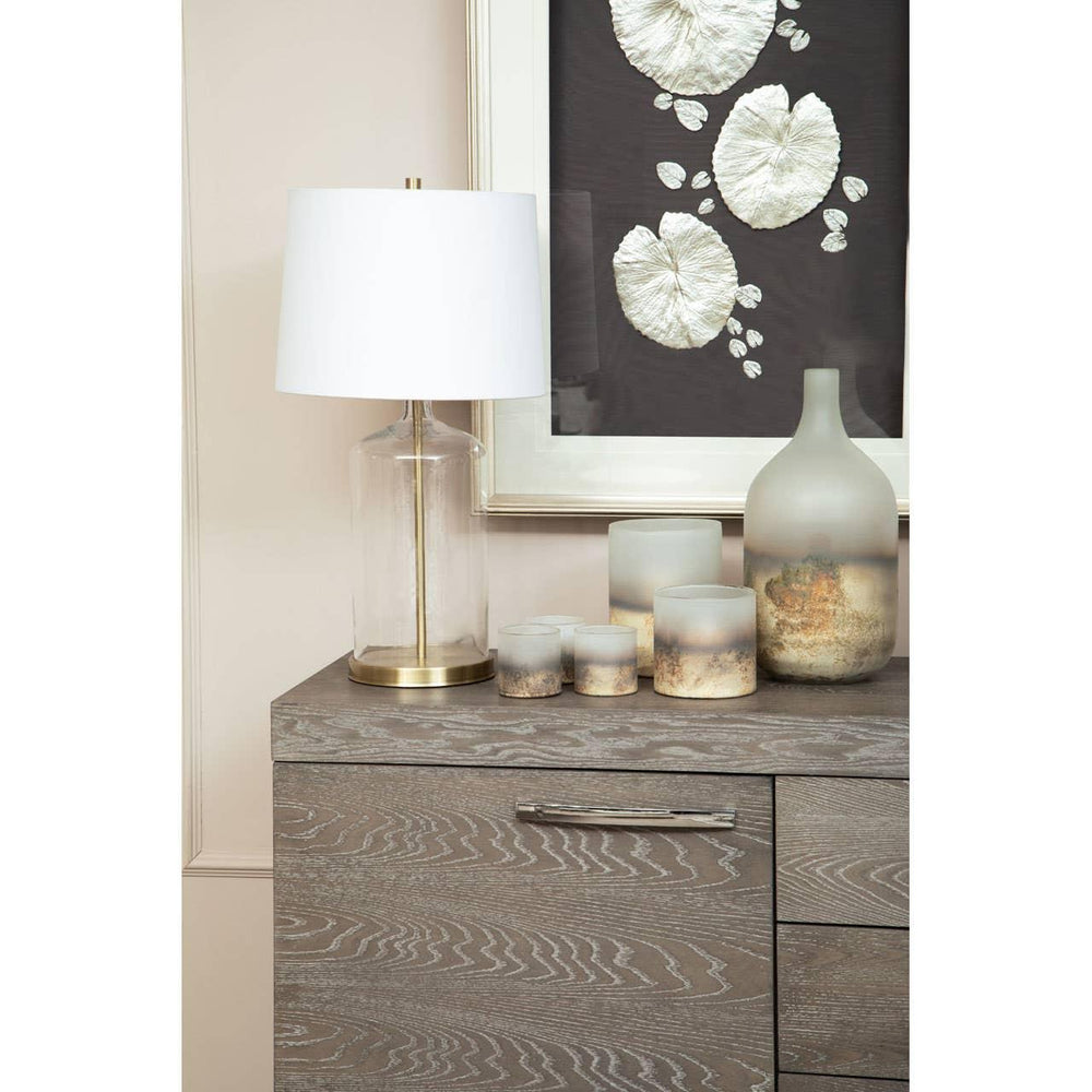 Grey Elm Wood Sideboard - Luxe Storage Solution with Stainless Steel Accents