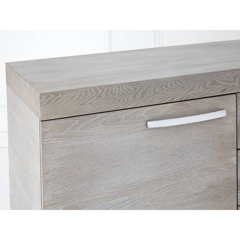 Grey Elm Wood Sideboard - Luxe Storage Solution with Stainless Steel Accents