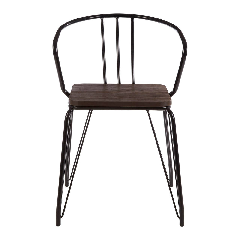 Sleek Metal & Wood Armchair