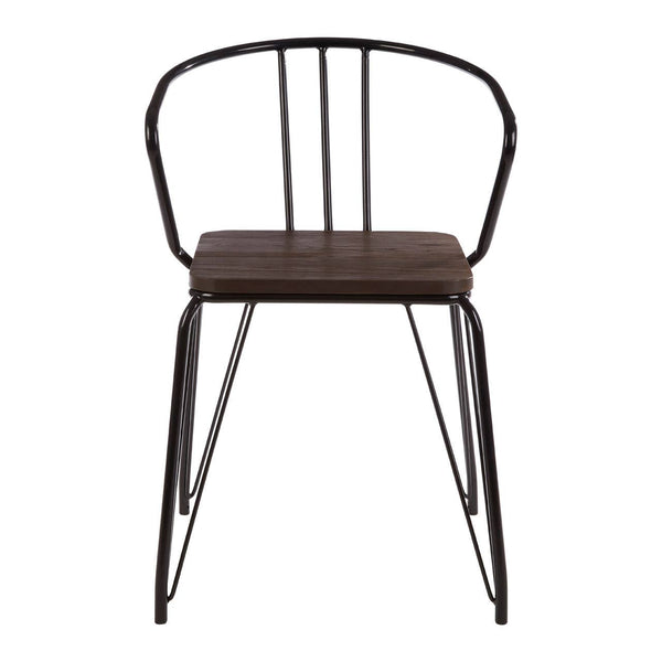 Sleek Metal & Wood Armchair
