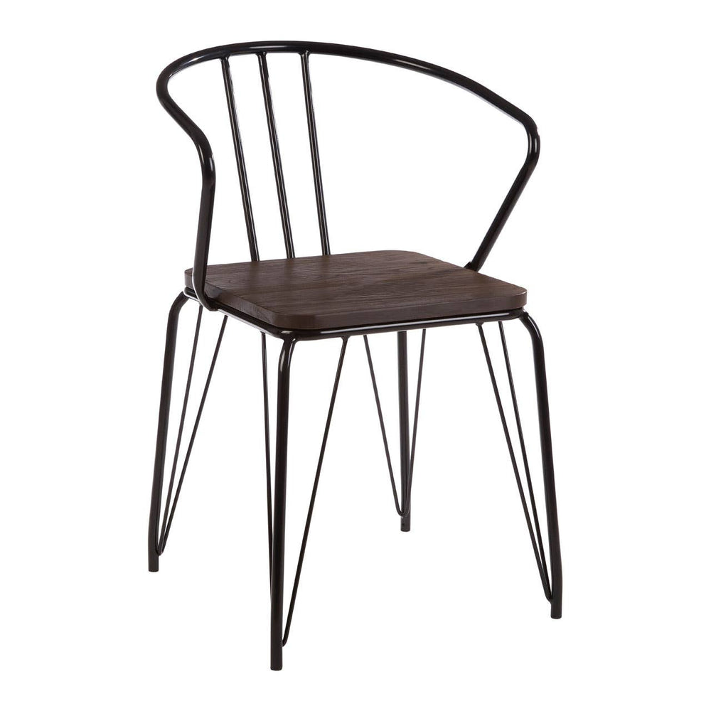 Sleek Metal & Wood Armchair