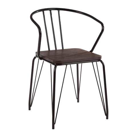 Sleek Metal & Wood Armchair