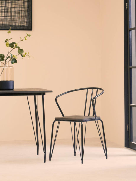Sleek Metal & Wood Armchair
