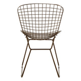 Bronze metal wire chair with a grid frame design, featuring a rounded backrest and a sturdy base supported by four slender legs. The chair has a modern and minimalist aesthetic, suitable for various home decor styles