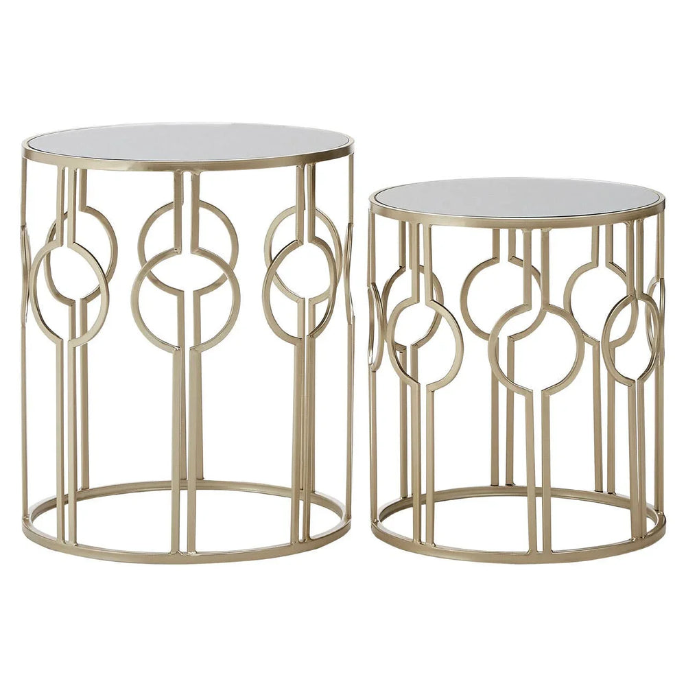 Champagne Mirror Glass Accent Tables