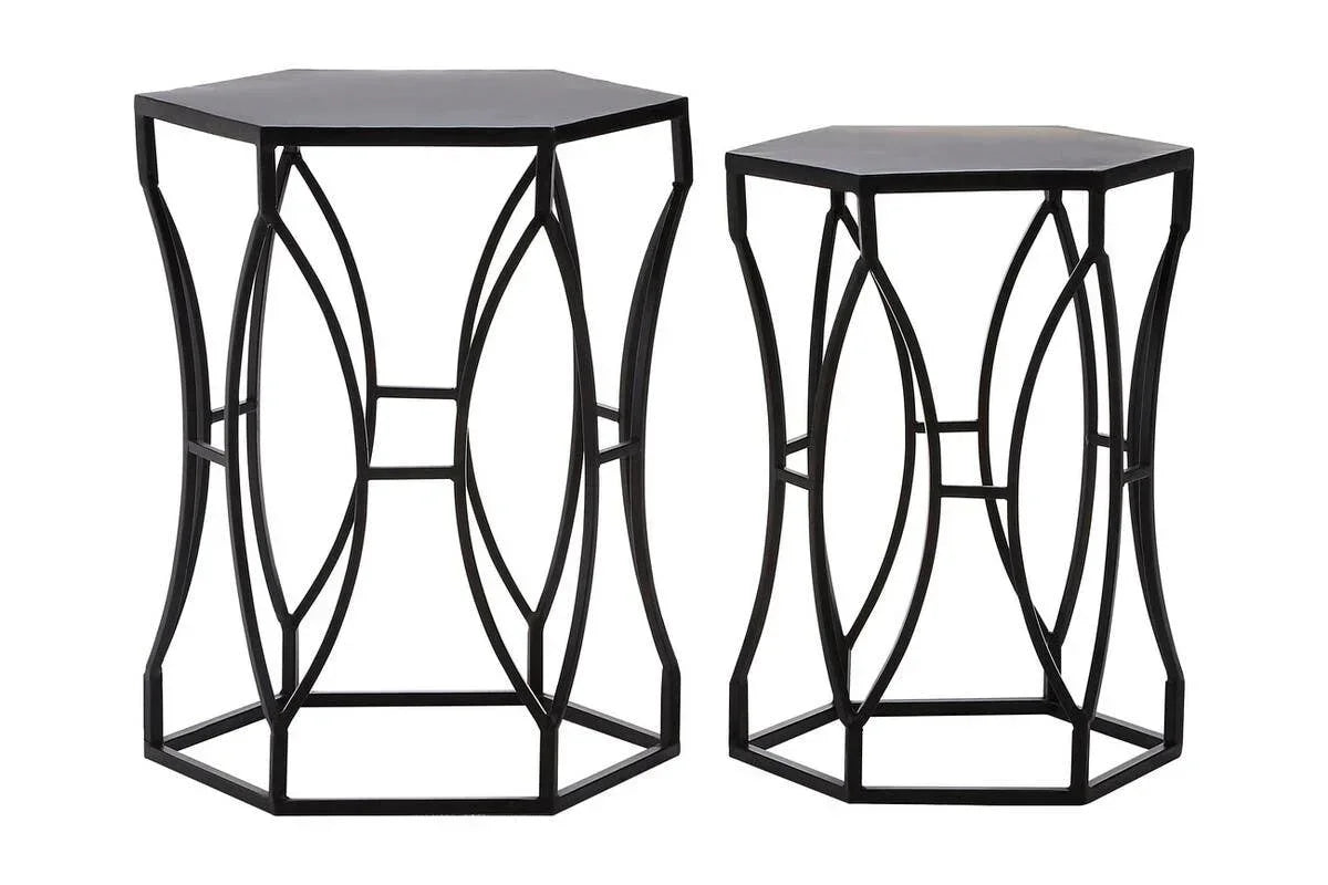 Avantis Set 2 Metal Hexagon Side Tables