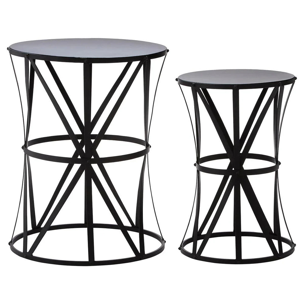 Cross Design Black Side Tables