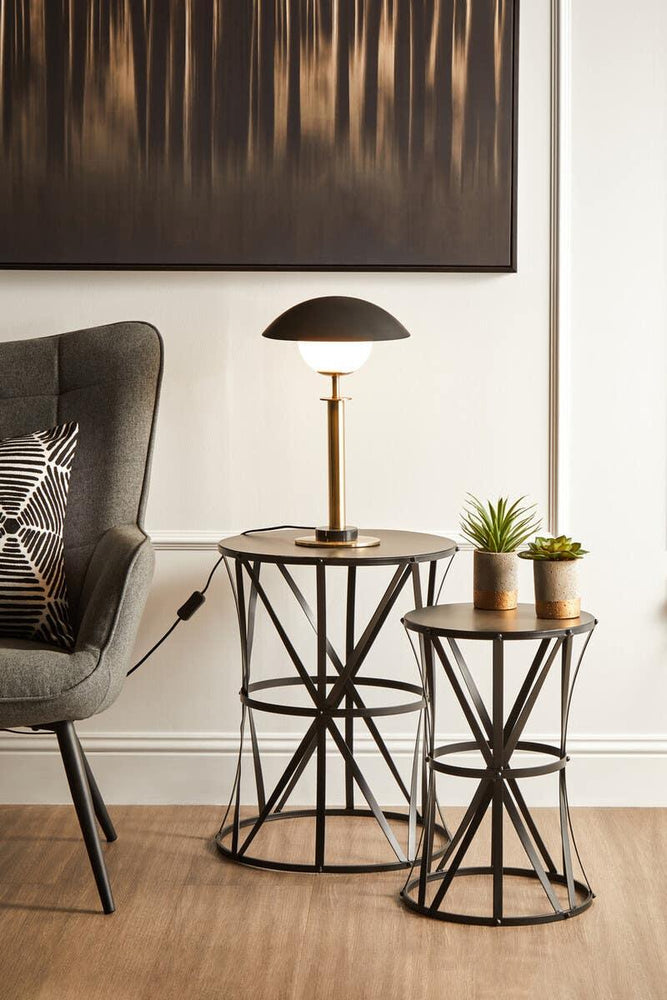 Cross Design Black Side Tables