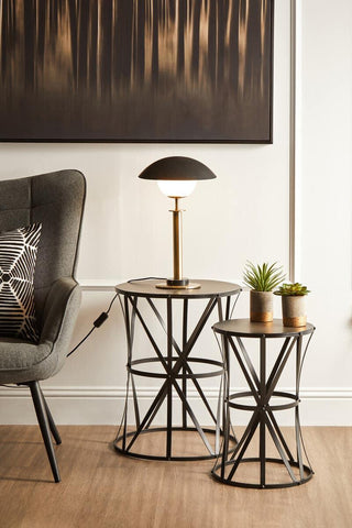 Cross Design Black Side Tables