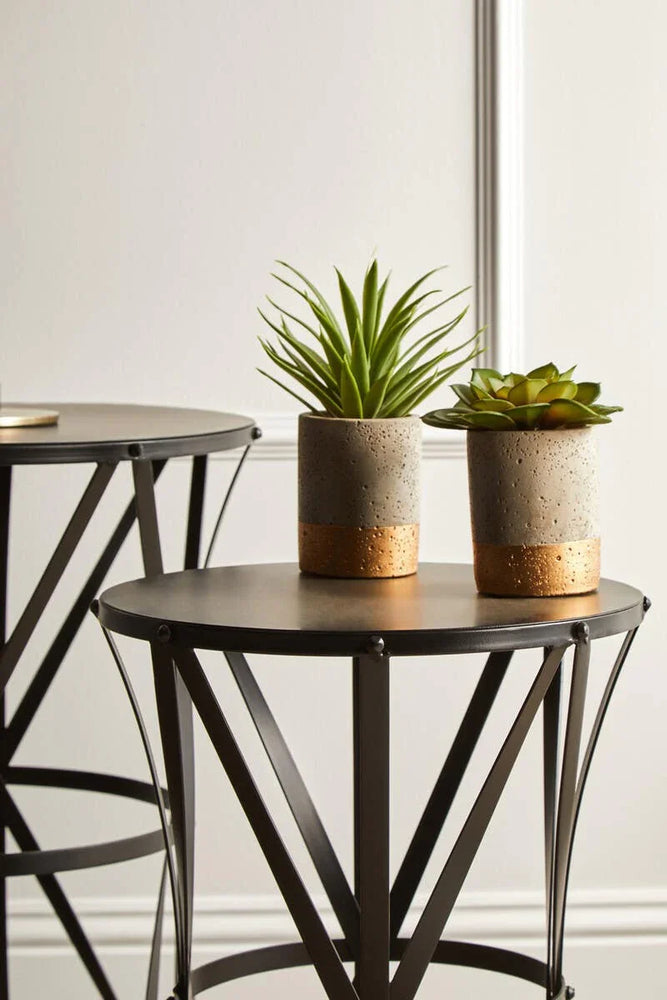 Cross Design Black Side Tables