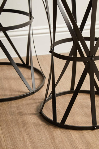 Cross Design Black Side Tables