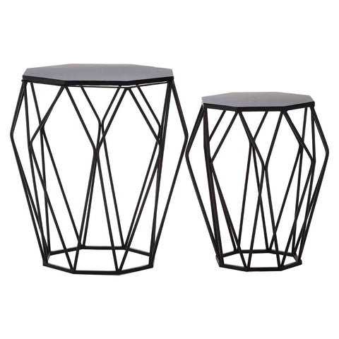 Hexagonal Black Iron Accent Tables