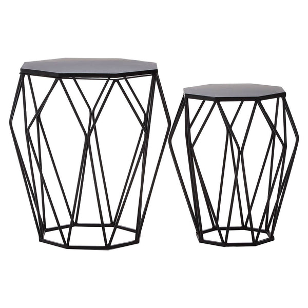 Hexagonal Black Iron Accent Tables