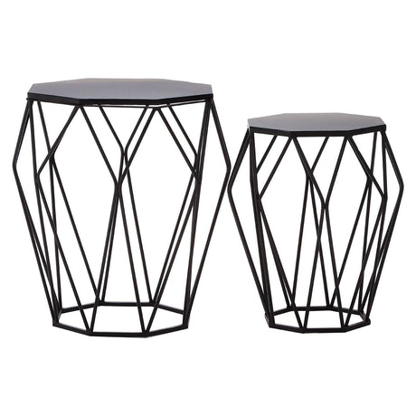 Hexagonal Black Iron Accent Tables