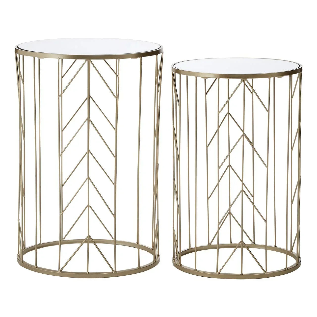 Avantis Art Deco Set 2 Champagne Side Tables