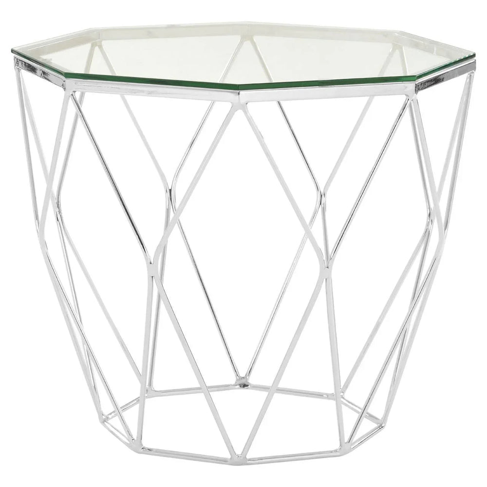 Chrome Hexagon Glass End Table