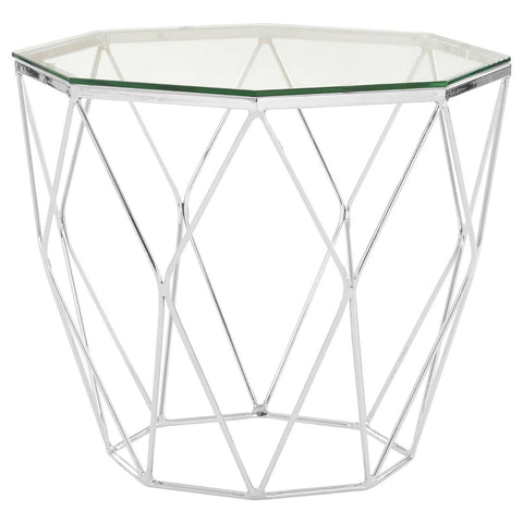 Chrome Hexagon Glass End Table