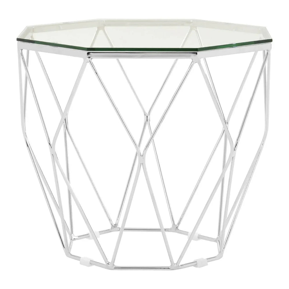 Chrome Hexagon Glass End Table