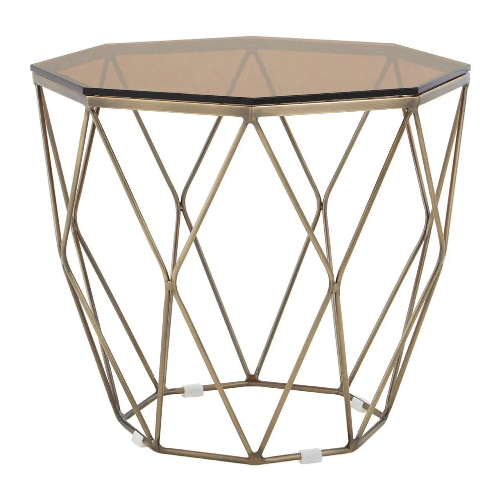 Bronze Geometric Glass End Table