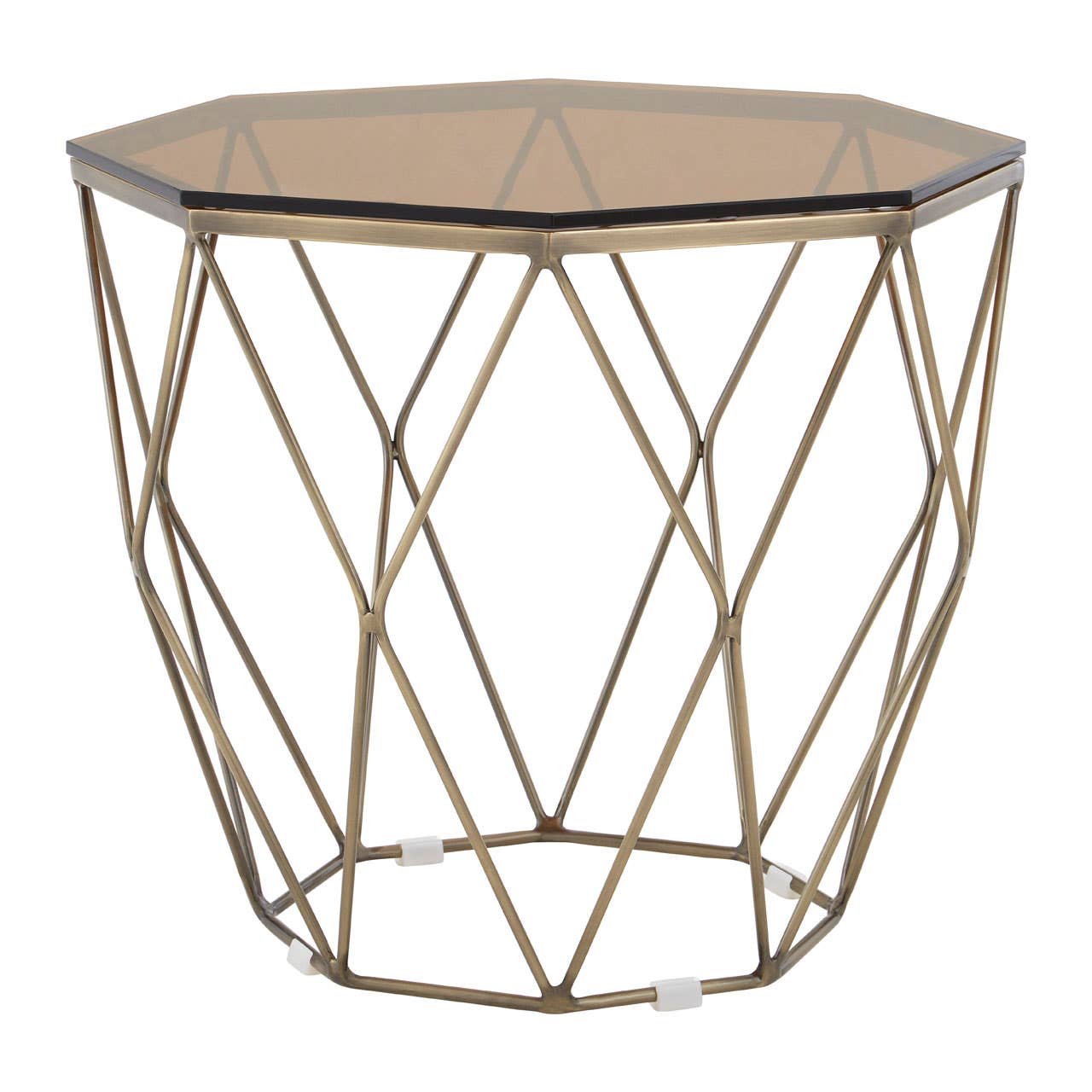Bronze Geometric Glass End Table