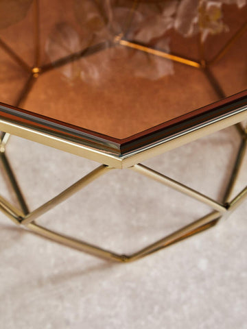 Bronze Geometric Glass End Table