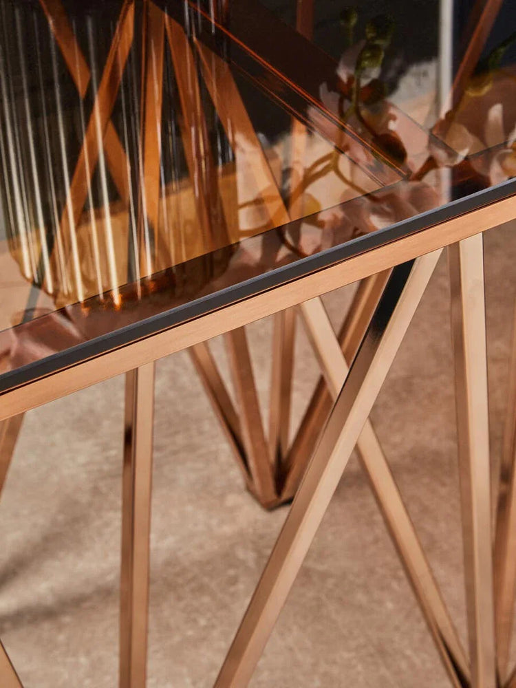 Rose Gold Prism Glass Table