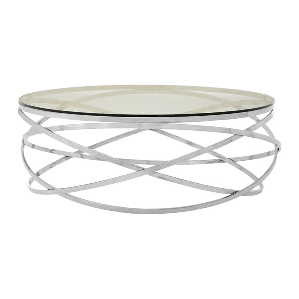 Swirl Silver Glass Coffee Table