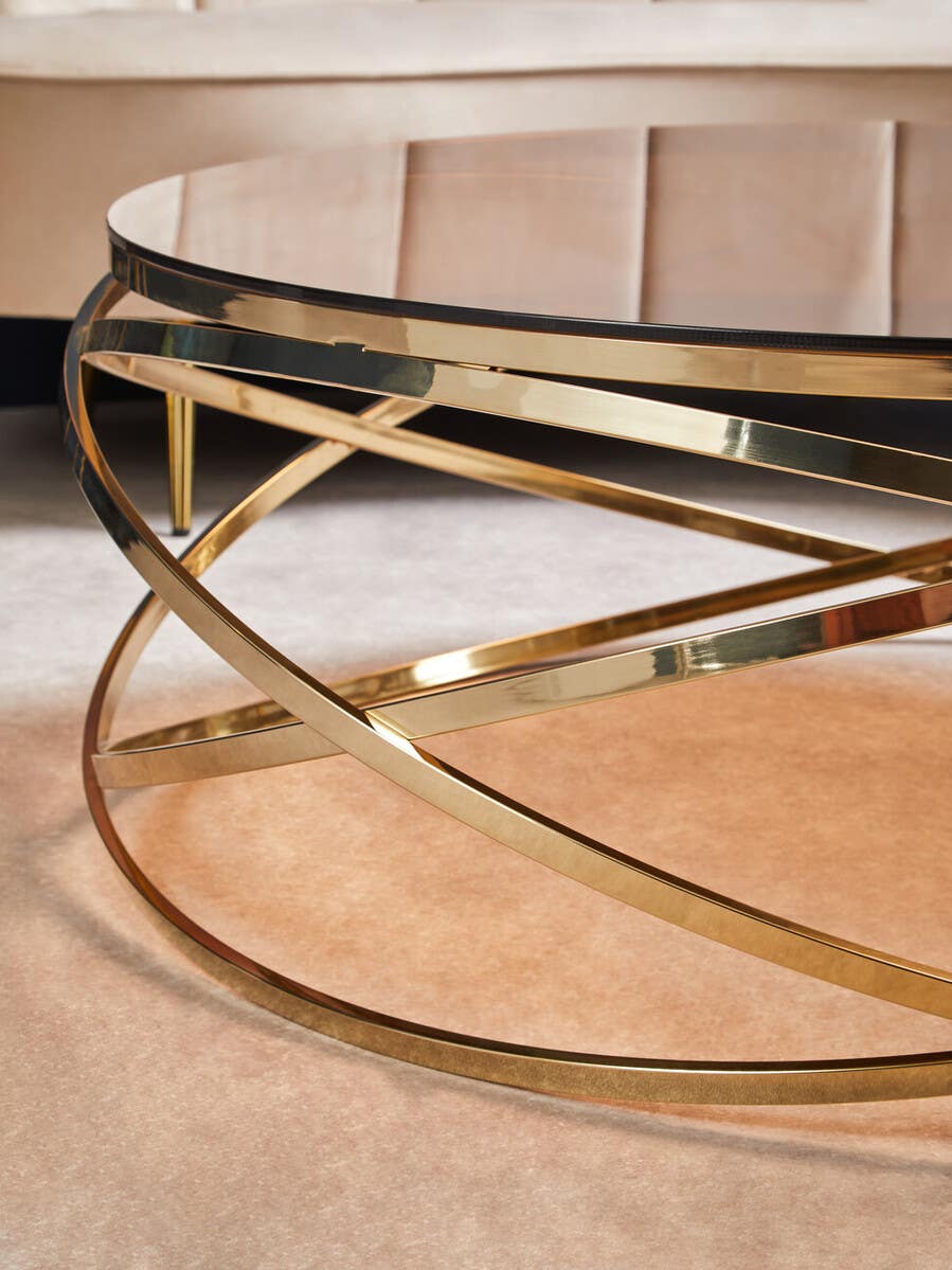 Champagne Hoop Glass Coffee Table