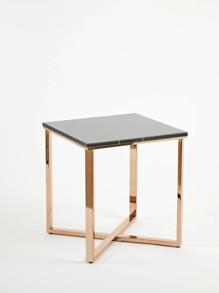 Black Marble Square End Table
