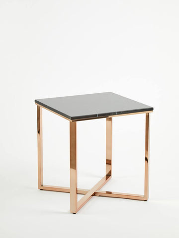 Black Marble Square End Table