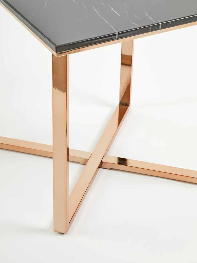 Black Marble Square End Table