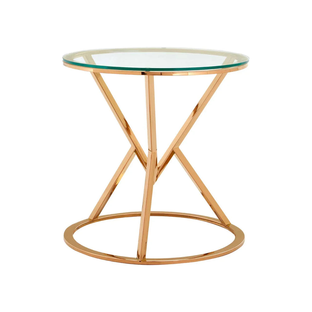 Rose Gold Steel Glass Table