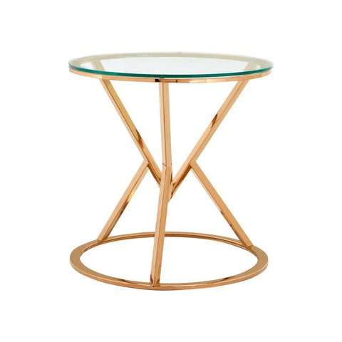 Rose Gold Steel Glass Table