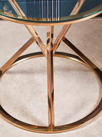Rose Gold Steel Glass Table