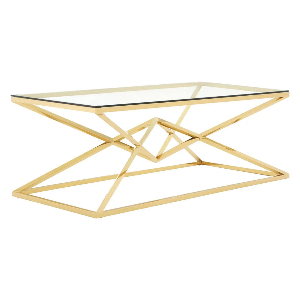 Champagne Geometric Glass Coffee Table
