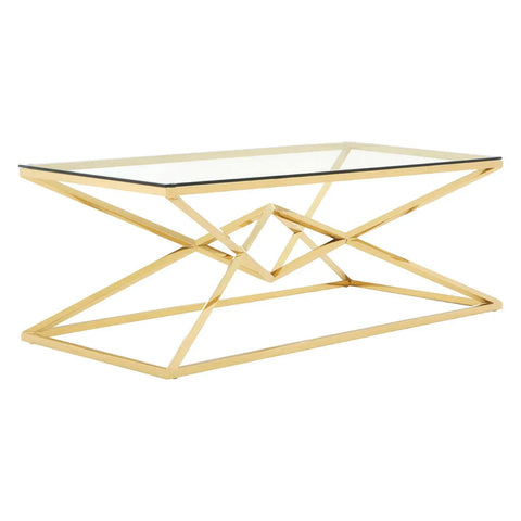 Champagne Geometric Glass Coffee Table