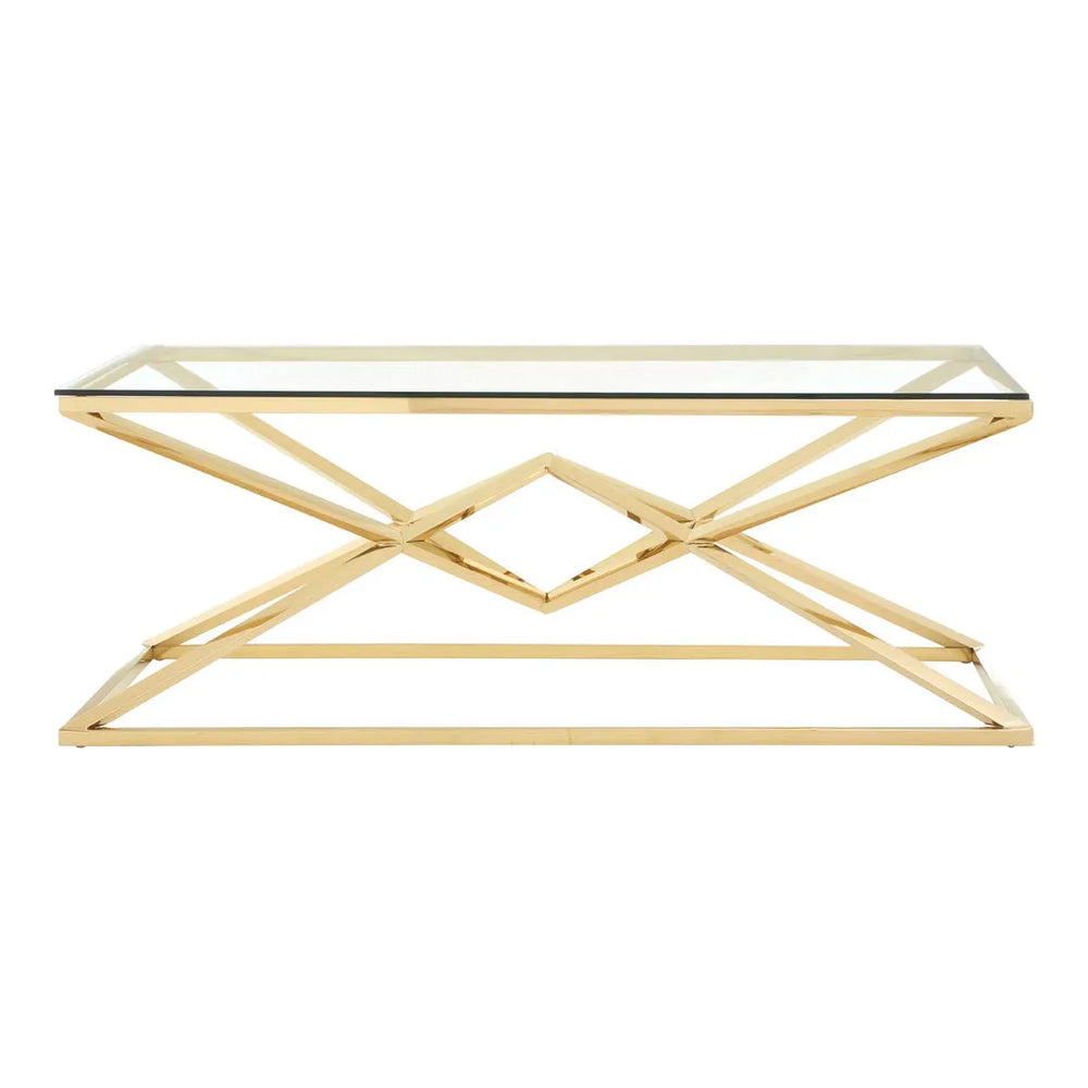 Champagne Geometric Glass Coffee Table