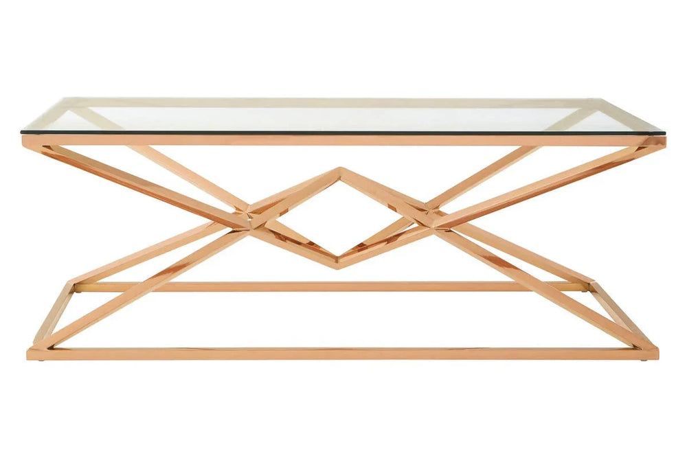 Rose Gold Glass Coffee Table