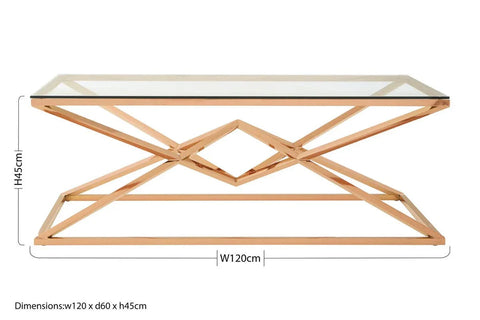 Rose Gold Glass Coffee Table