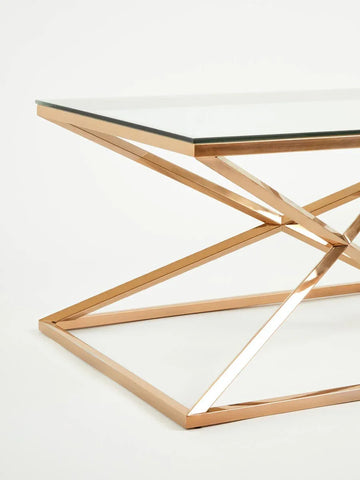 Rose Gold Glass Coffee Table