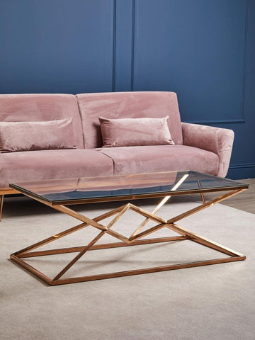 Rose Gold Glass Coffee Table