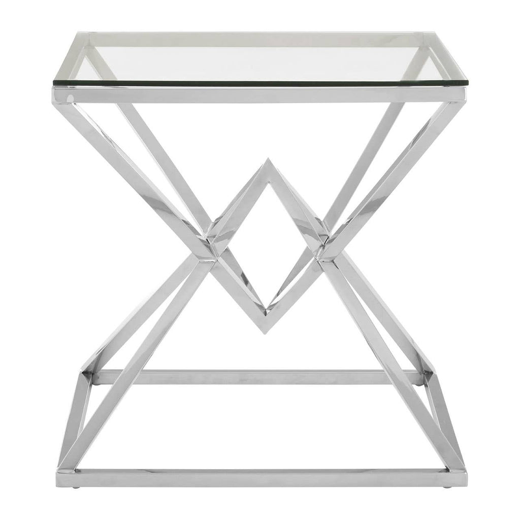 Sophisticate Glass Silver End Table